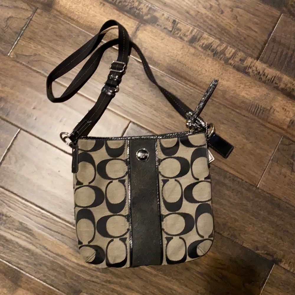 COACH 1941 signature gray and black canvas crossbody bag